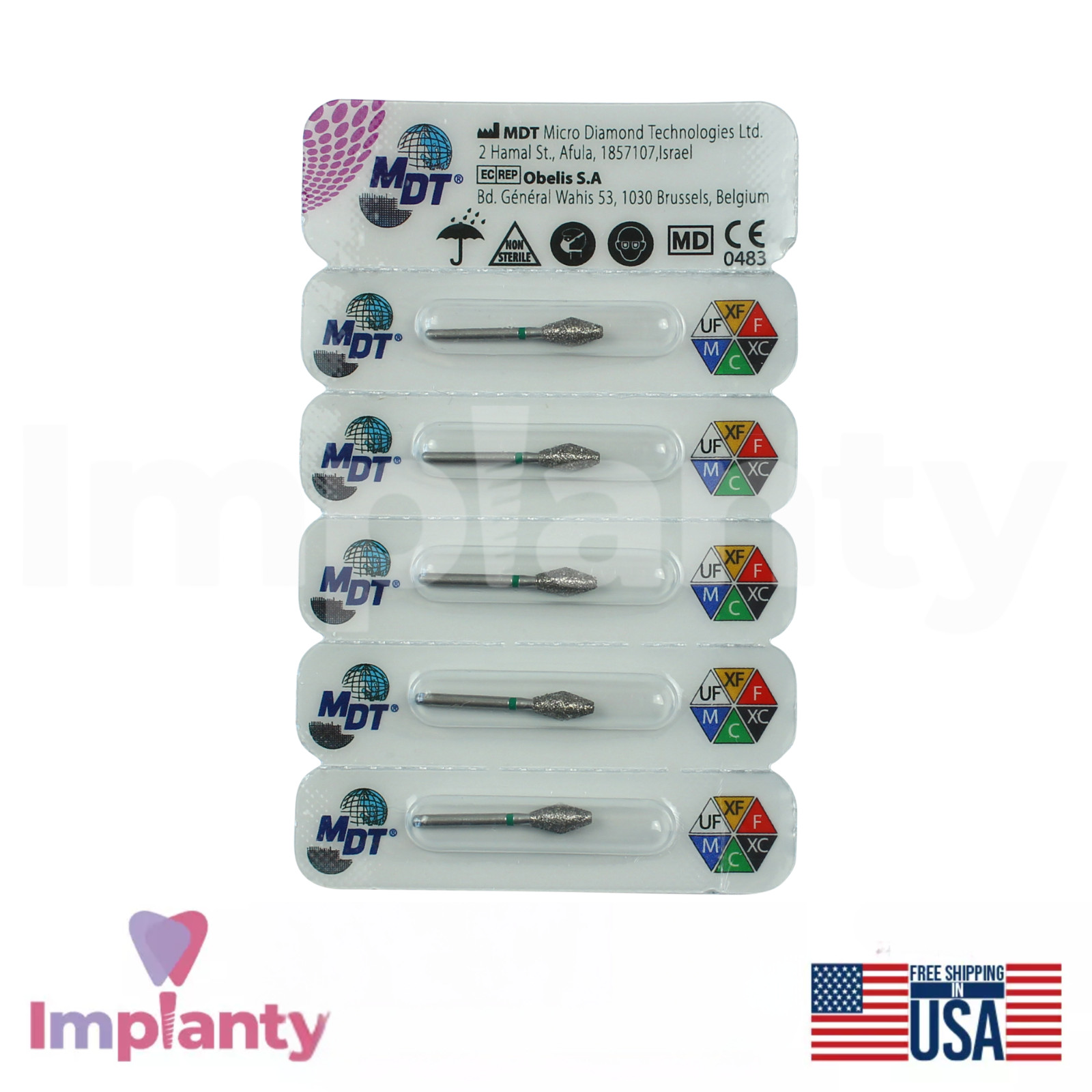 MDT Dental Barrel 039 FG Diamond Burs Material Removal Shaping Flat Surfaces