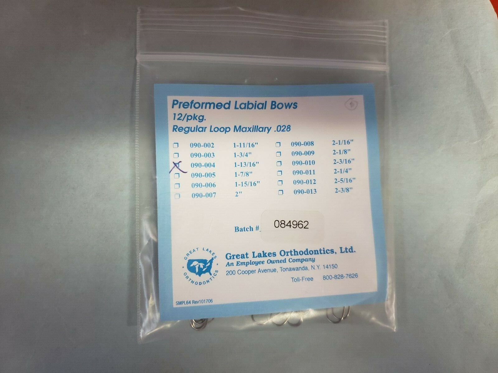 Dental Orthodontic Preformed Labial Bows