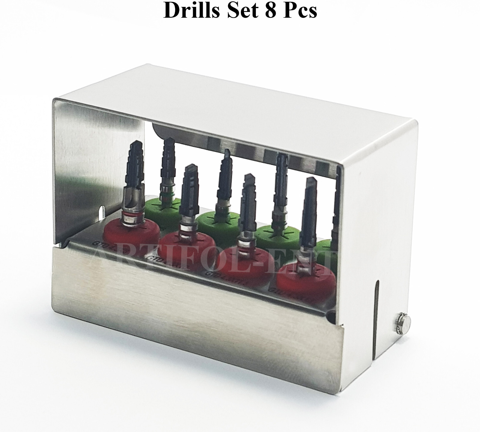 Dental Implant Reamers Kit Surgical Drills Bits Black Color Coated Set of 8 Pcs