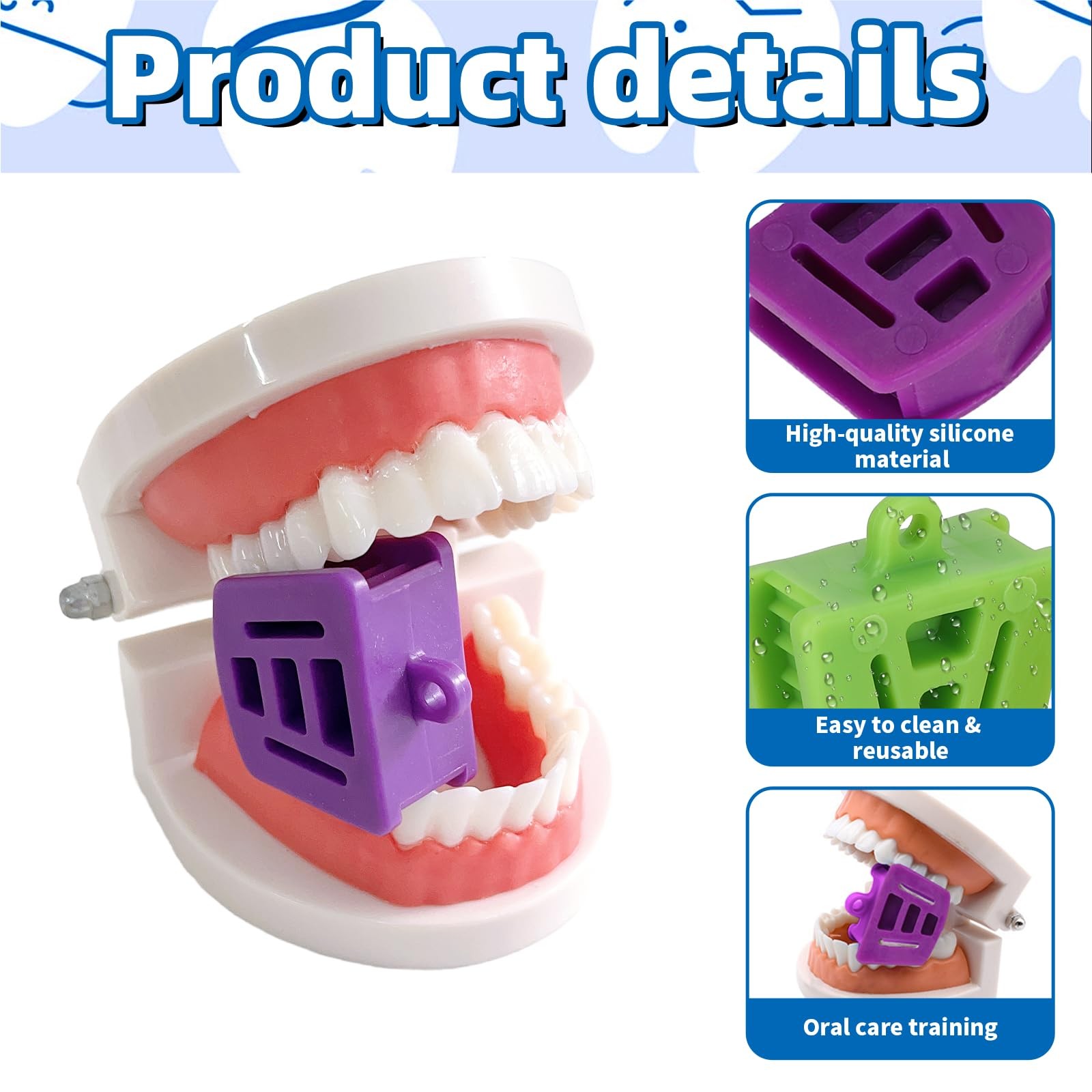 6 Pack 3 Sizes Dental Silicone Bite Blocks, Color Coded Multicolor