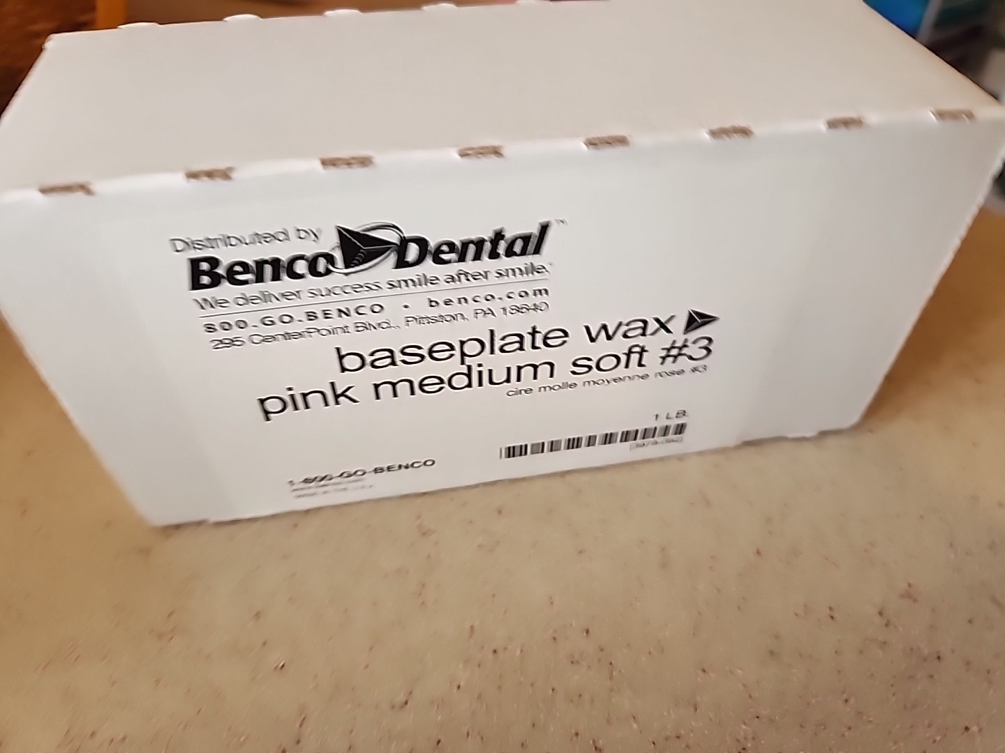 Benco Pink Baseplate Wax Medium Soft #3 1lb Box Sealed Exp 2/27