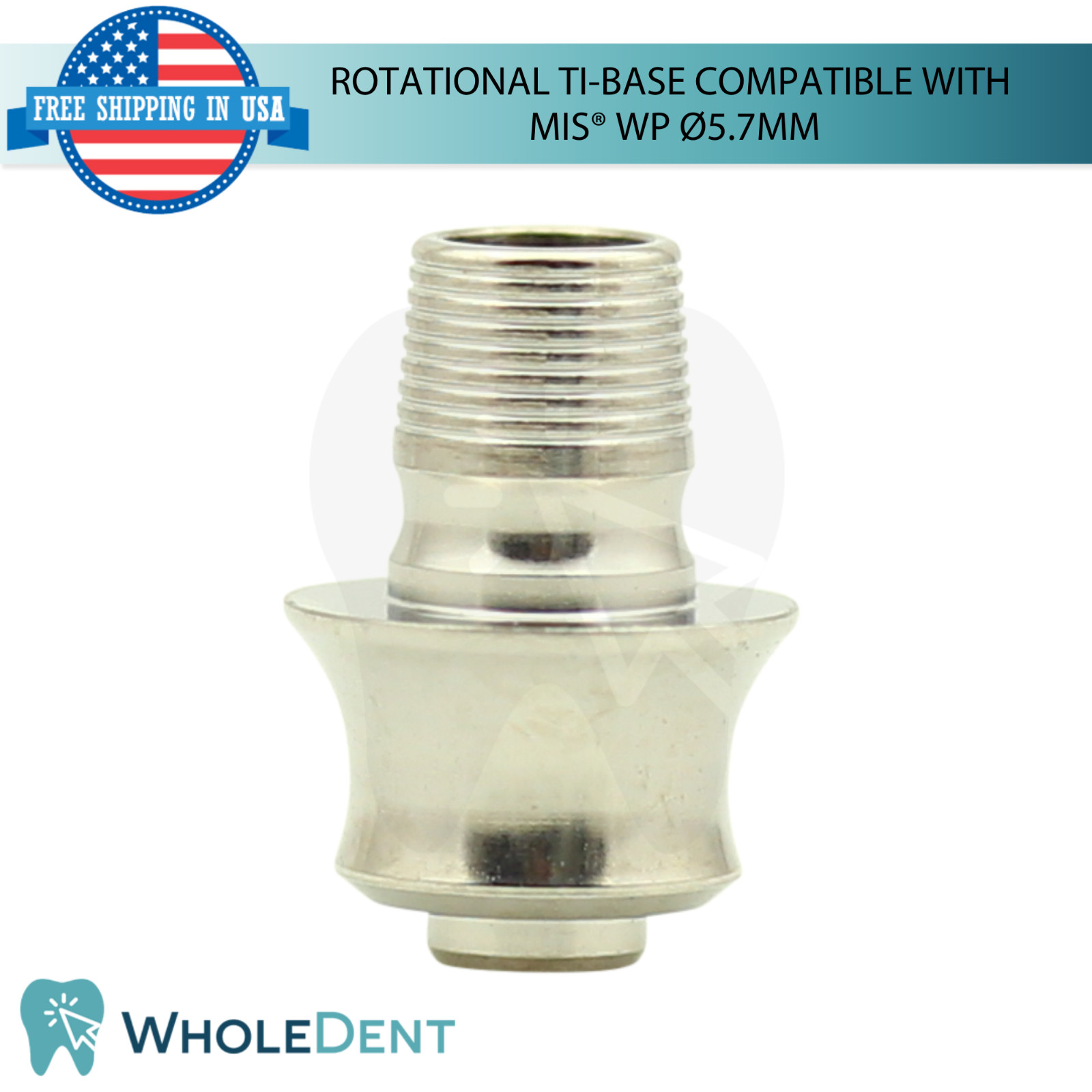 5x Dental Rotational Ti-Base Ø5.7mm WP MIS® Compatible Int Hex System 2.45mm