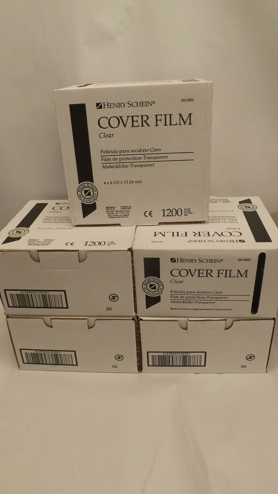 5 Box lot Henry Schein Cover Film 4 in x 6 in Clear 1200 ft Rolls 100-9869