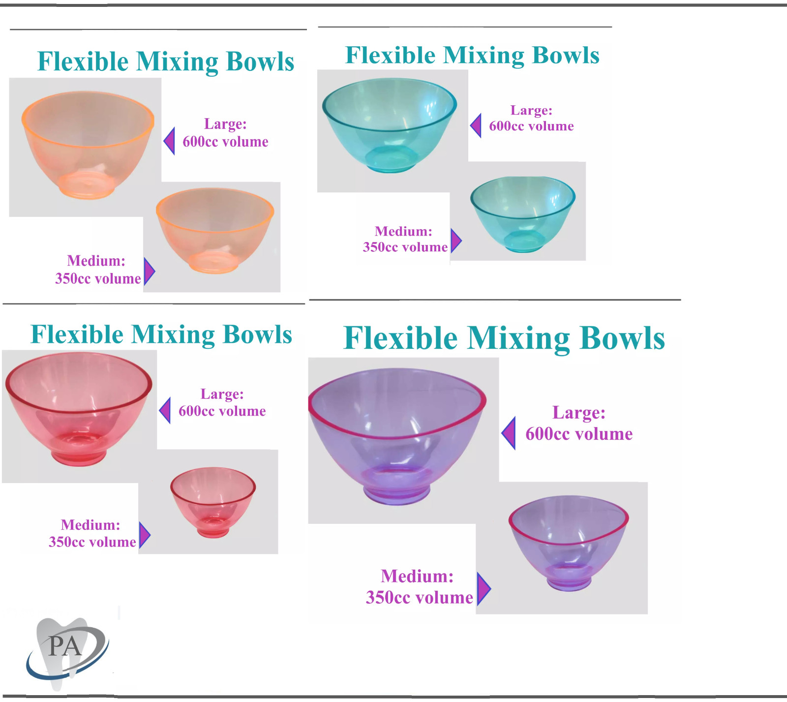Dental Lab Flexible Impression Mixing Alginate Bowl – 600cc or 350cc or Spatula
