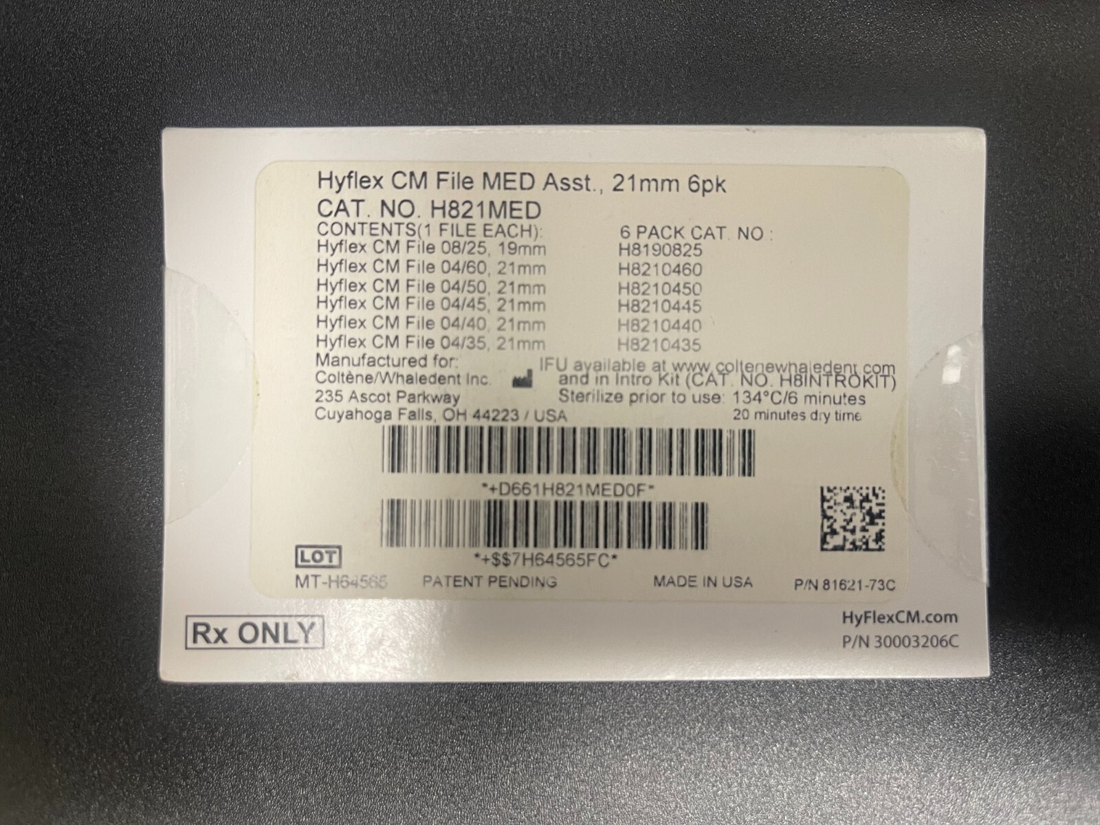 COLTENE HYFLEX CM FILES ROTARY FILE SYSTEM 21mm SET OF 6 FILES Dental