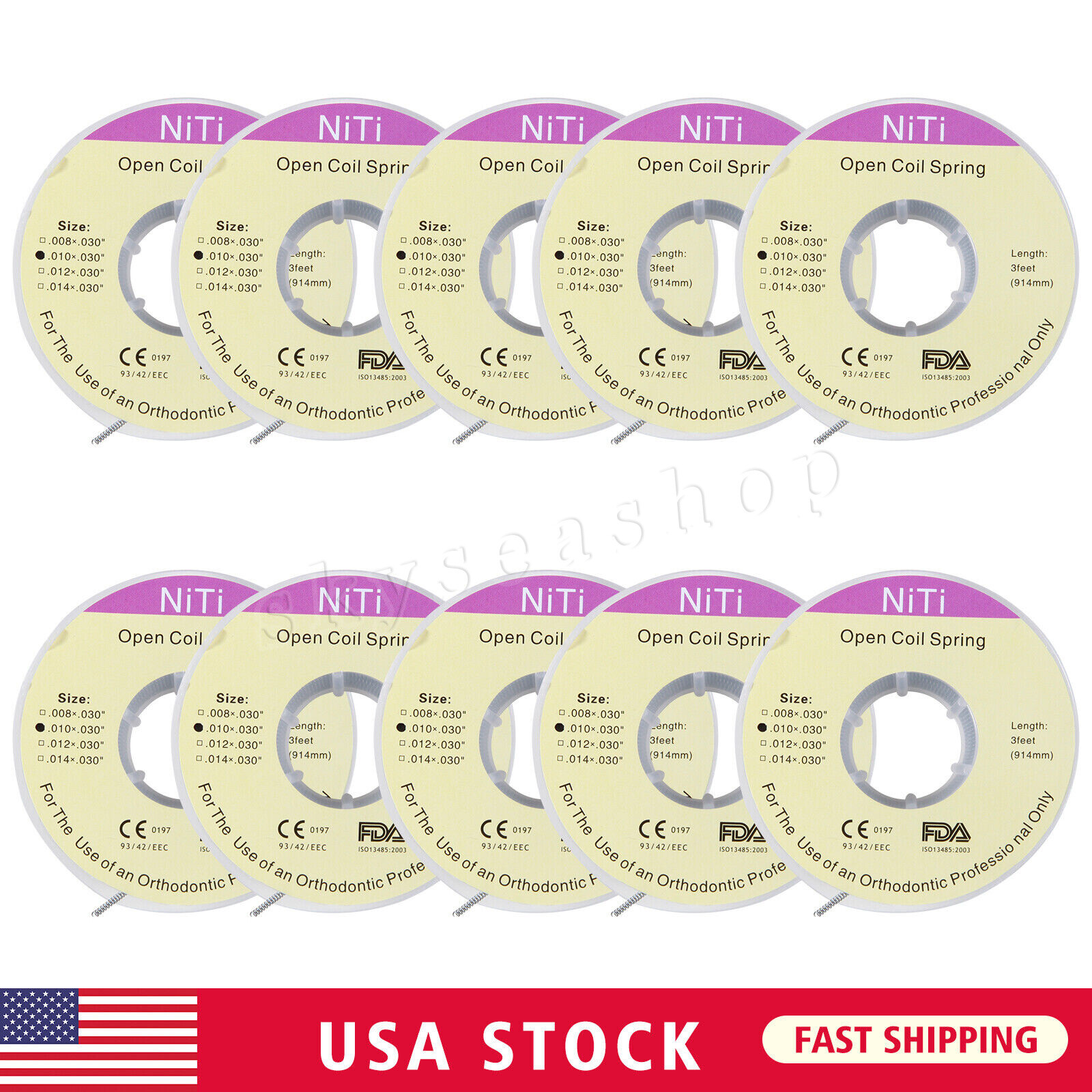 10 Roll Dental Orthodontic Niti Open Coil Spring Spool Dia.010 *030 ” inch 914mm