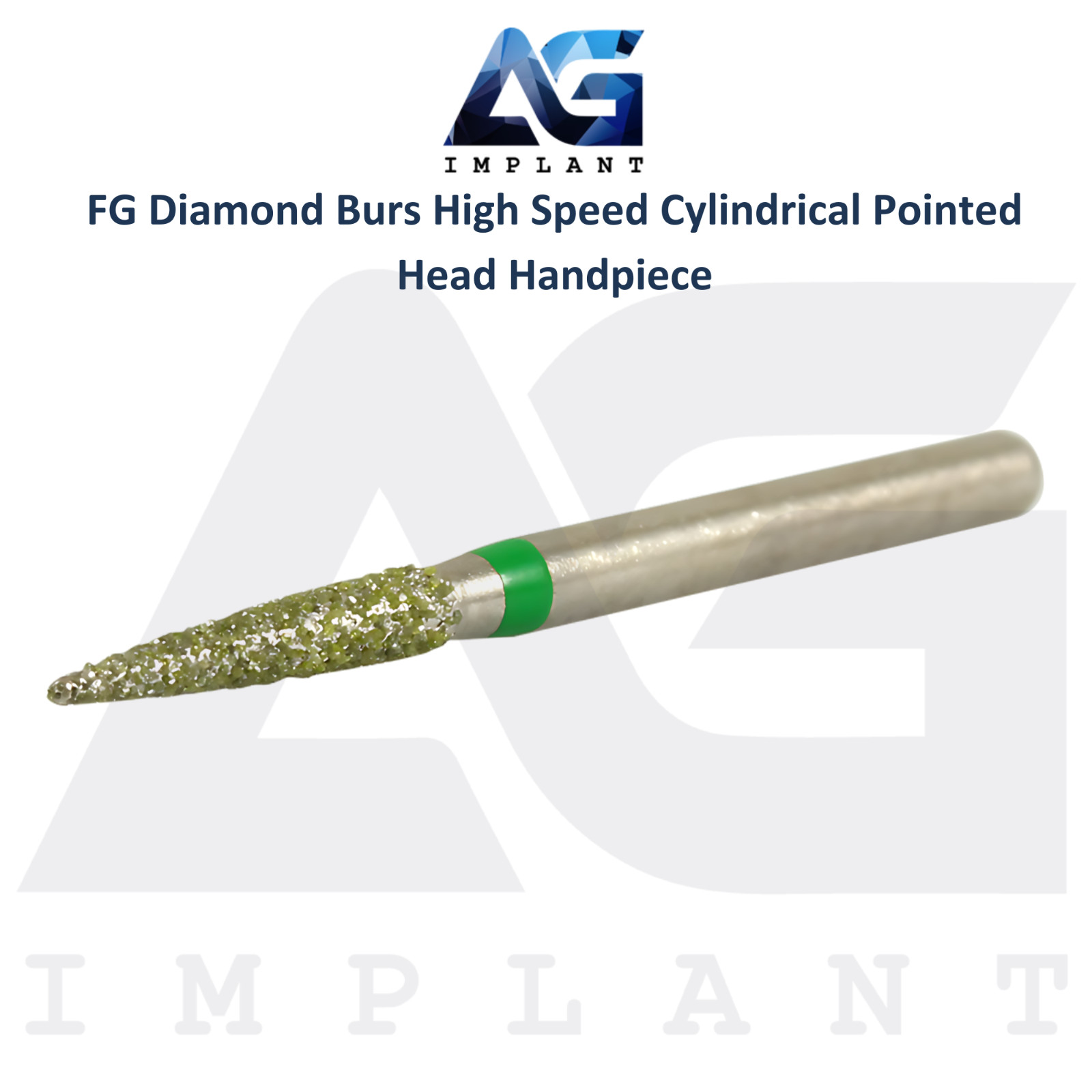 Dental FG Diamond Grit 10 Burs High Speed Cylindrical Pointed Head Handpiece