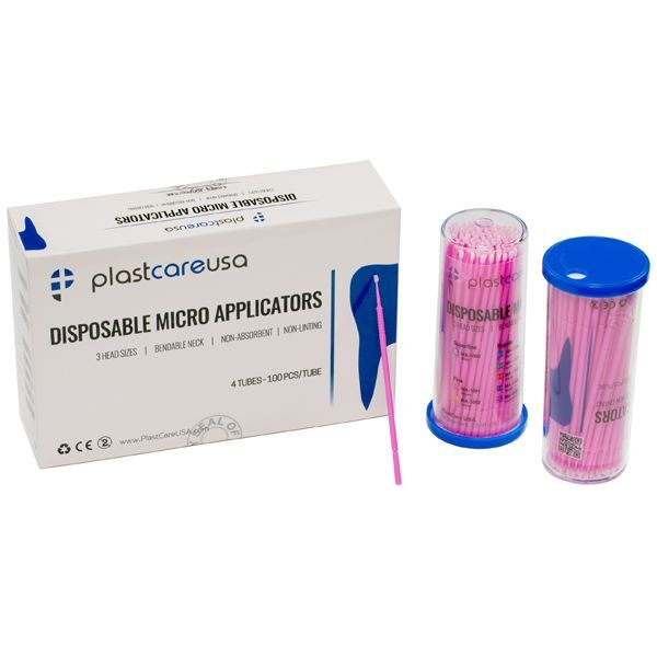 plastcareusa Fine Tip Micro Applicator Brushes Pink, 4 x 100/Tube