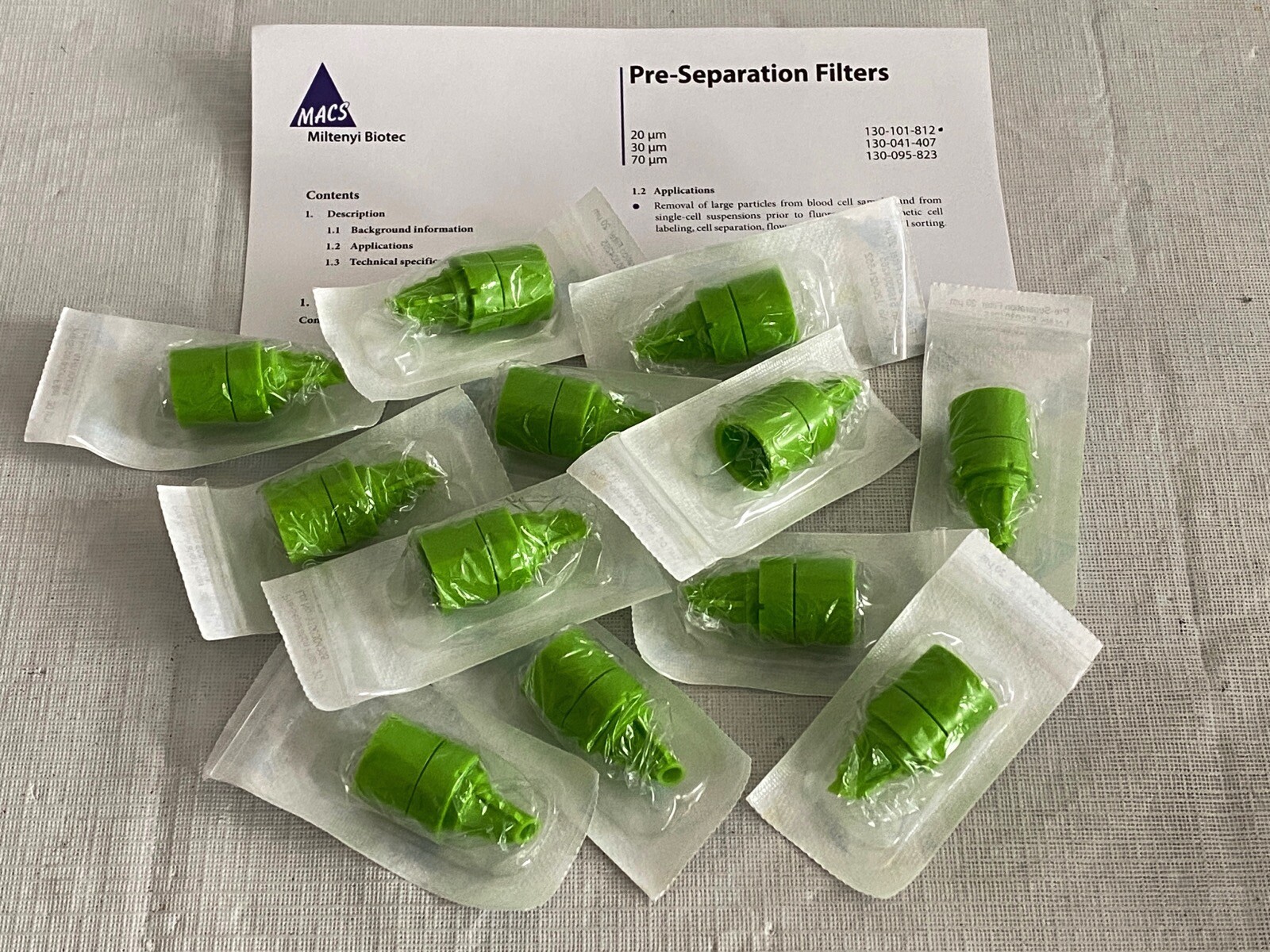 (12 Pcs) MILTENYI BIOTEC MACS 20um Pre-Separation Filters 130-101-812