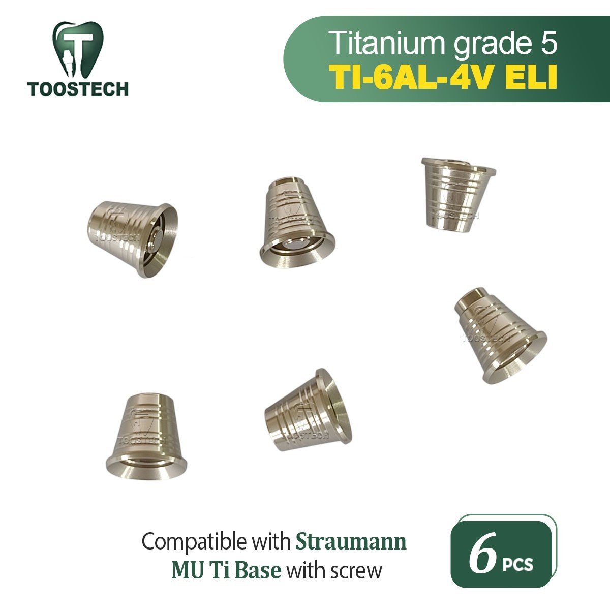 6pcs MU Titanium Base SynOcta Ti Base fits to Straumann Tissue Level RN D4.8