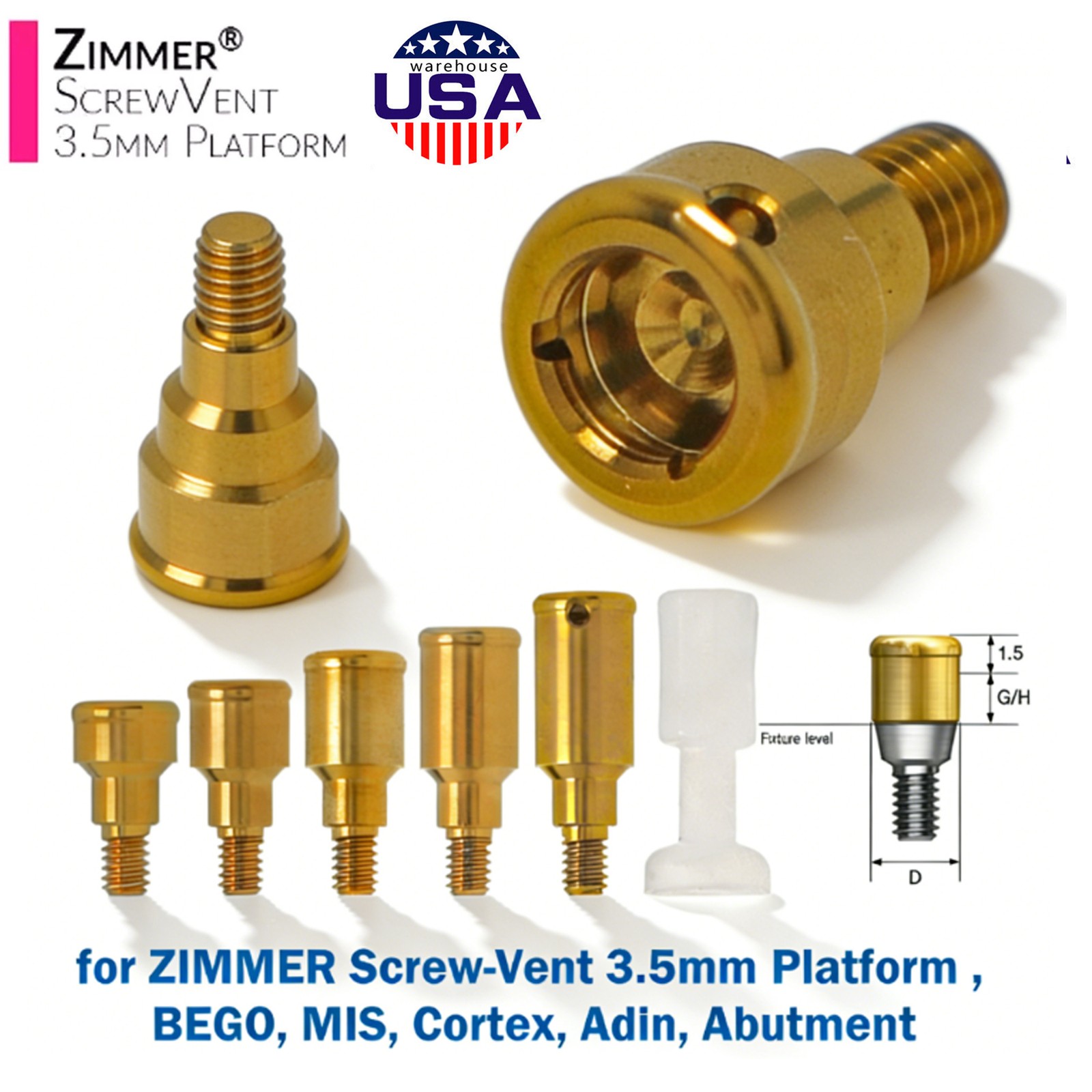 US LOCATOR Abutment Anchor for Zimmer 3.5/4.5 Platform TSV/BEGO/Cortex/Adin/MIS