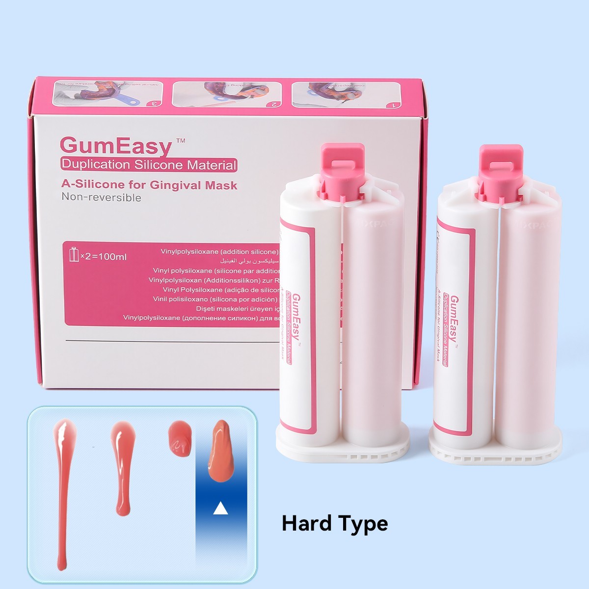 AZDENT Dental Lab Automix Flexible A-Silicone-Based for Gingival Masks Pink
