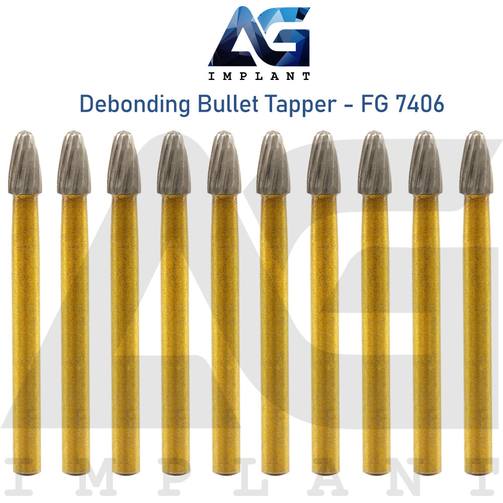 FG 7406 Debonding Bullet Tapper 10 Carbide Burs Bits Dental Orthodontic