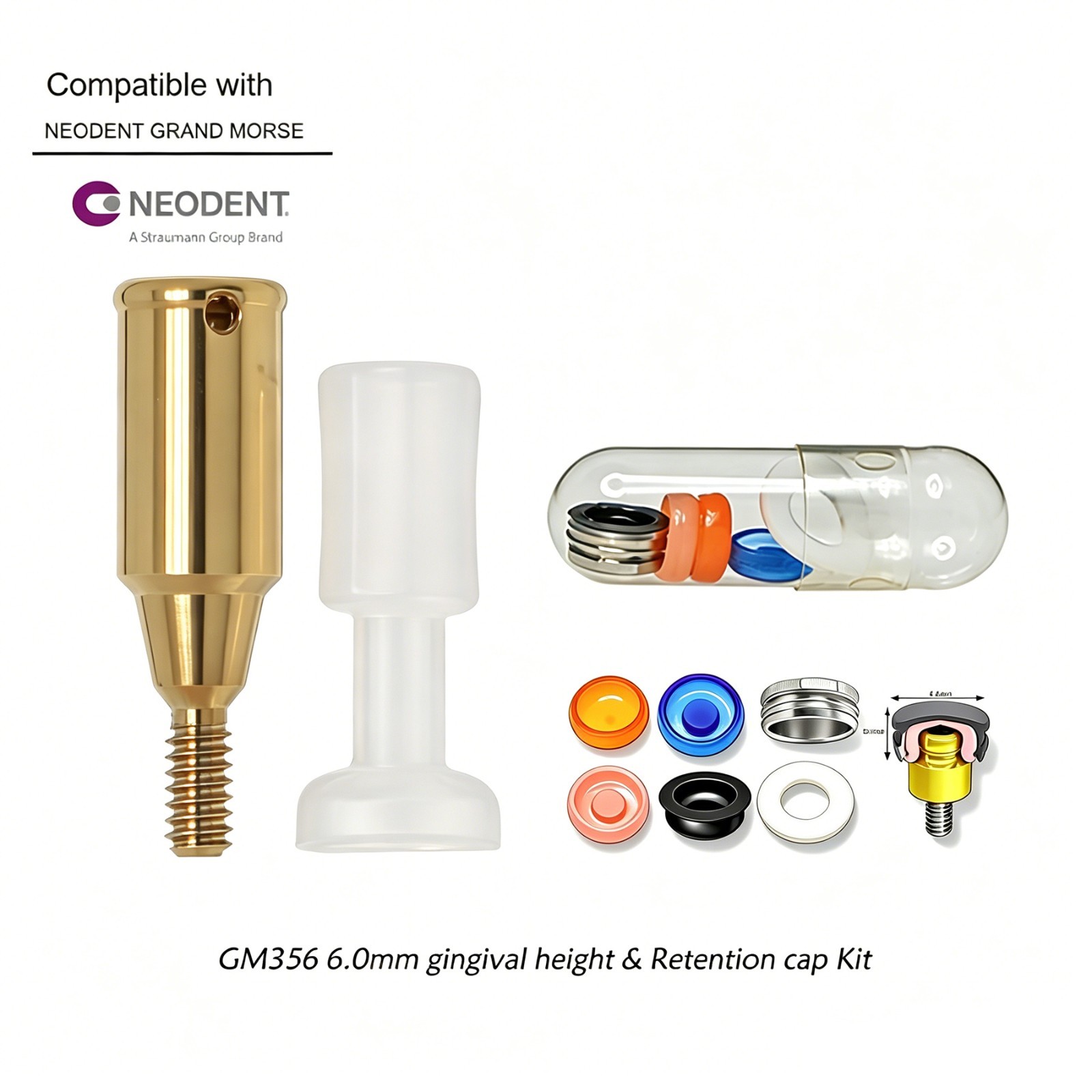 Neodent GM Overdenture Abutment Removable Anchor for NEODENT GRAND MORSE 1-6mm G