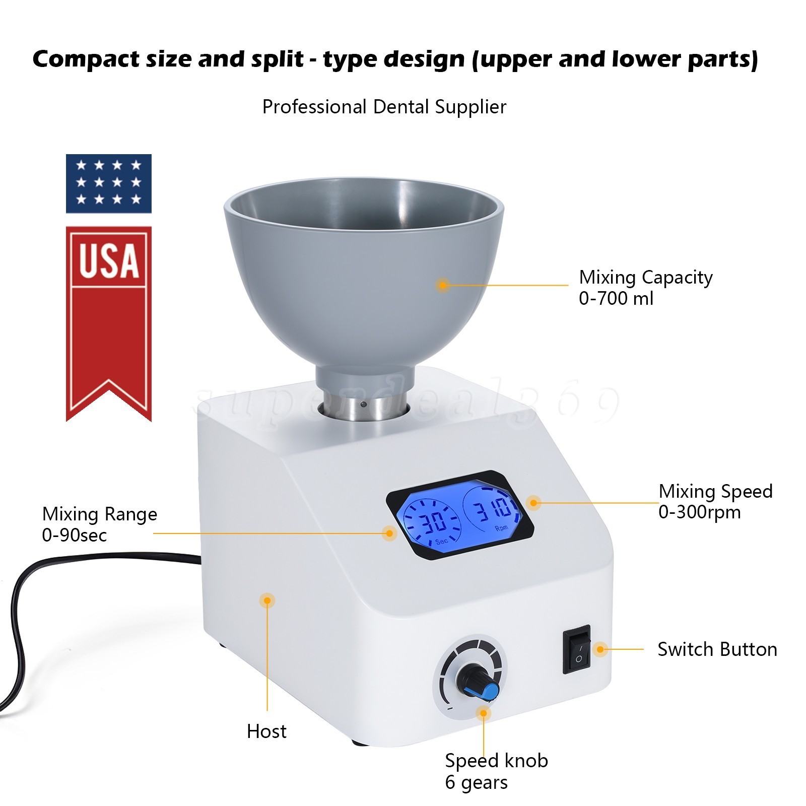 ALGINATE DENTAL MIXER LAB IMPRESSION MATERIAL 110V or 220V po