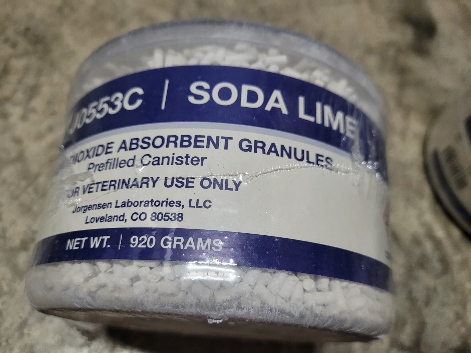 Jorvet Soda Lime 2 Lb. Tub CARBON DIOXIDE ABSORBENT GRANULES J0553C 10/6/2027