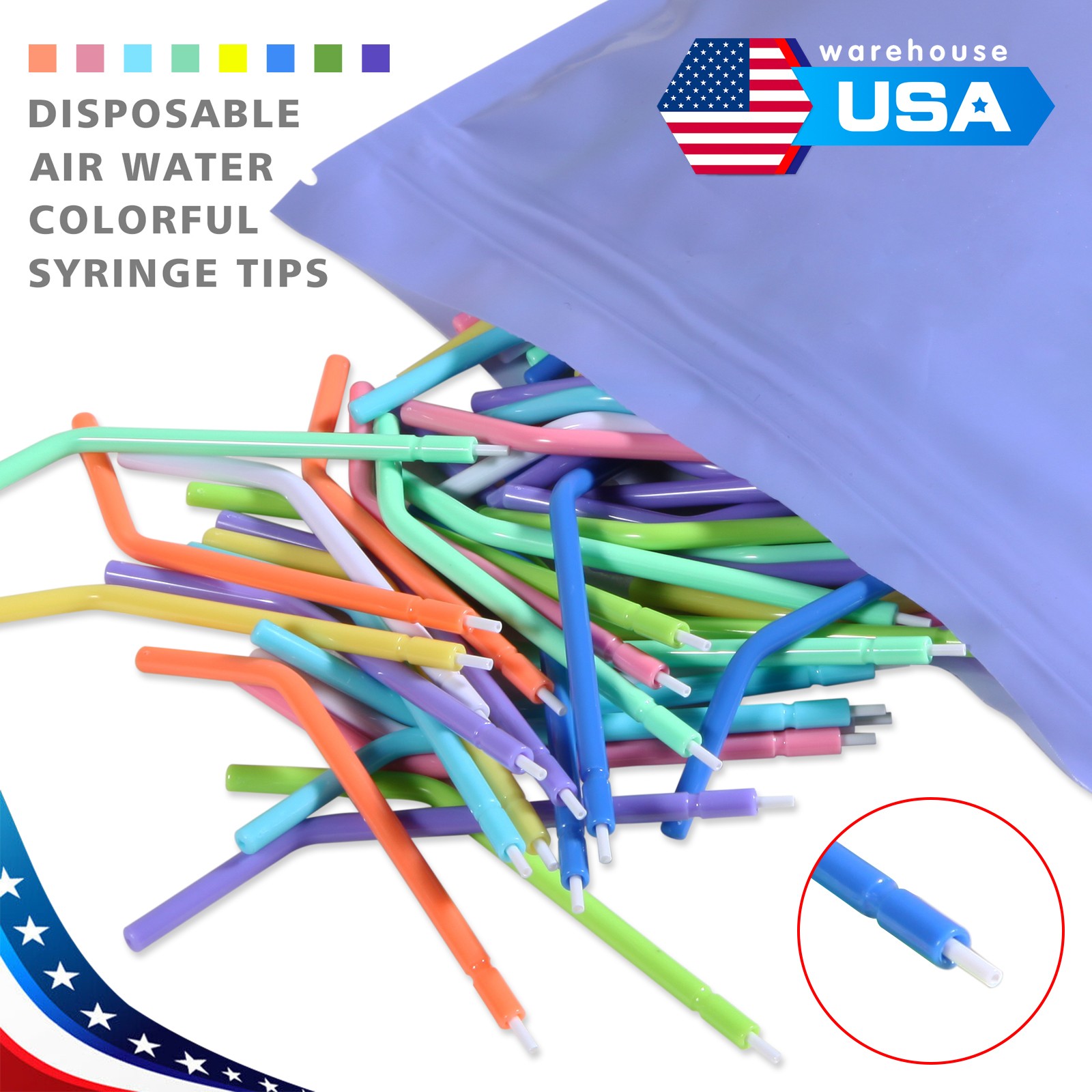 10 packs Dental 3 Way Air Water Syringe Disposable Spray Tips Triple Nozzle Tube