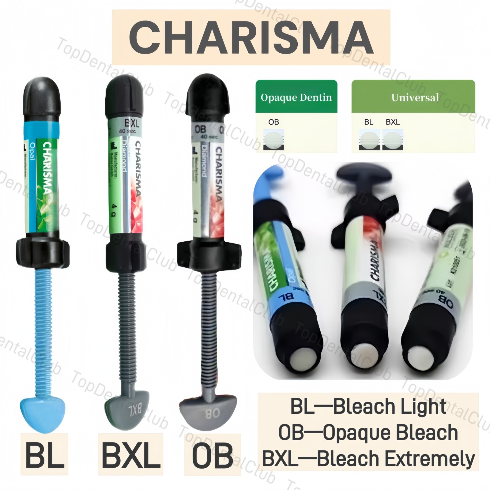 BXL Dental Charisma Composite Syringe Light Cure Resin Tooth Filling Material