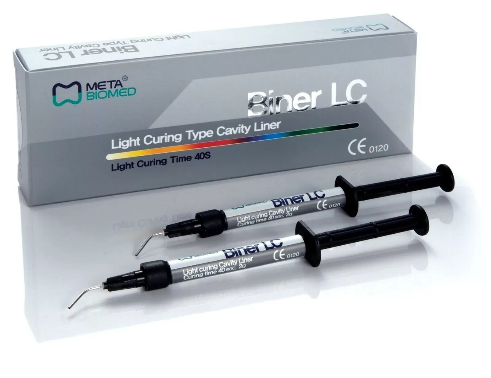 Dental BINER LC Light Curing Type Cavity Liner 2 x 2gm Syringe Pack by META