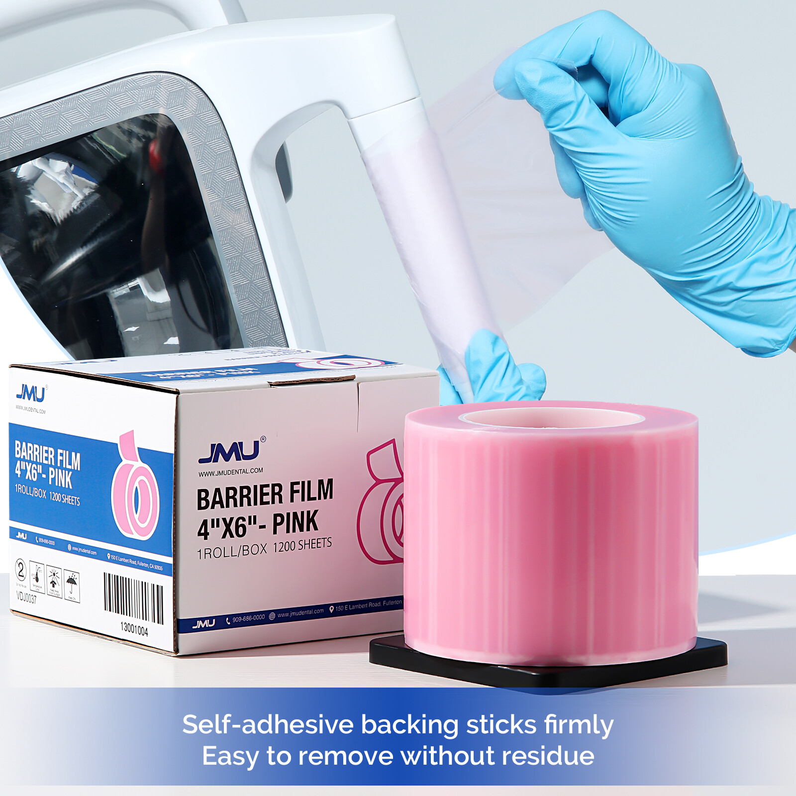 8 Rolls Pink Barrier Film 4″ x 6″ Adhesive Surface 1200 Sheets for Dental Tattoo
