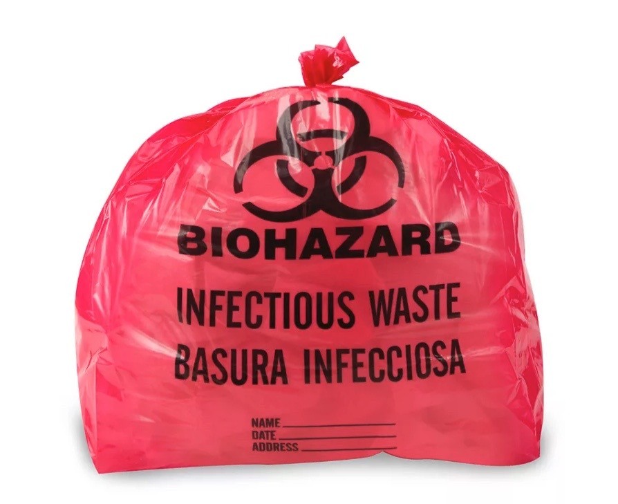 (200) ULINE 7-10 Gallon Biohazard Waste Trash Liners 1.2mil 24×23” Red S-12984