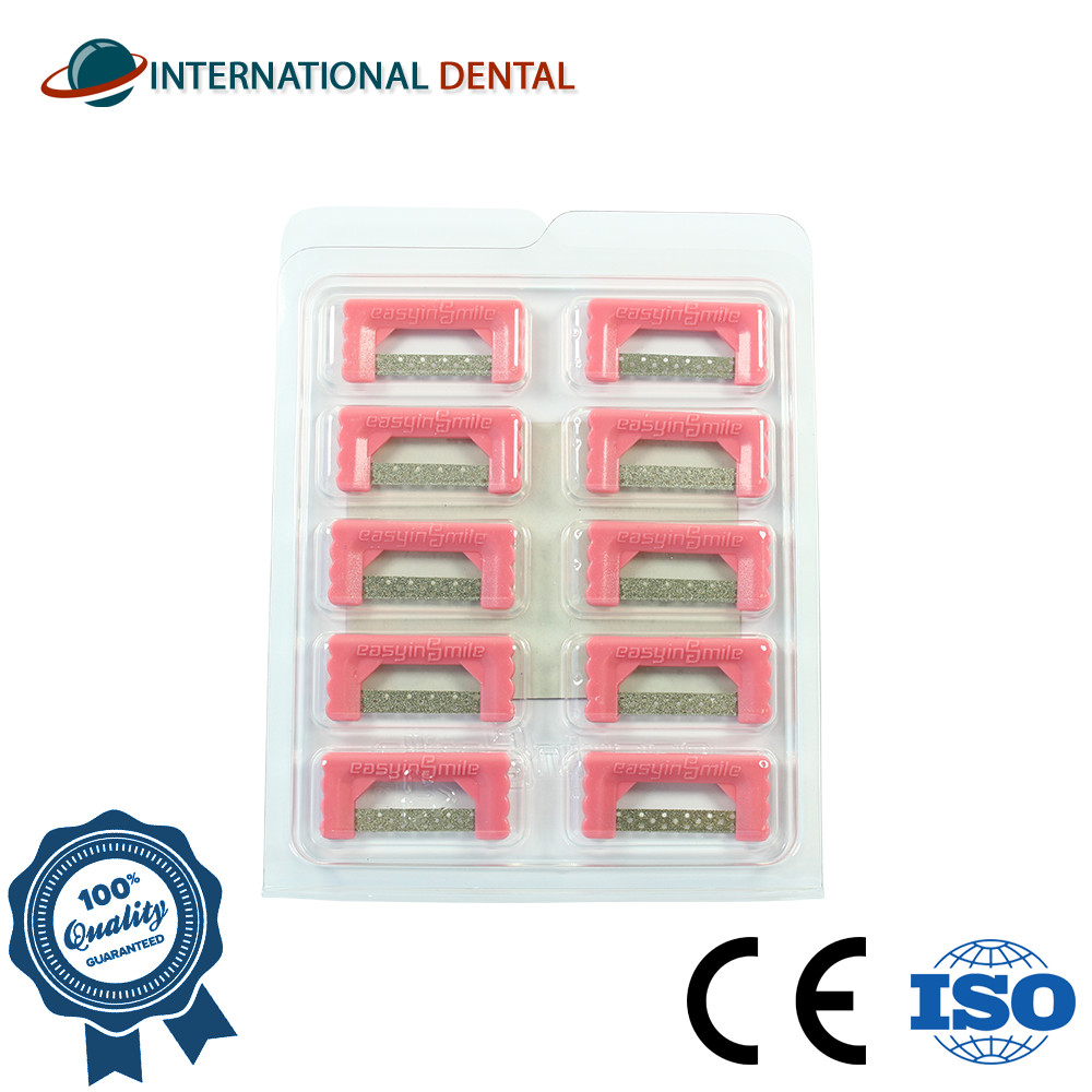 Dental Orthodontic EasyinSmile Widener Bright Pink IPR Strips Set 10pcs 4mm