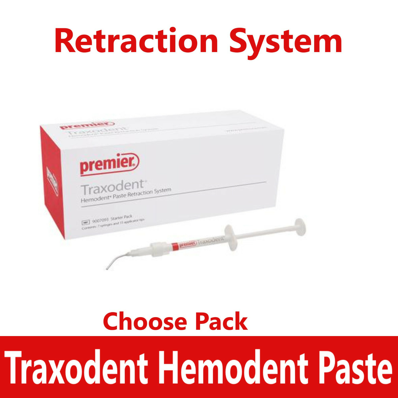 Dental Premier Traxodent Heomdent Paste Retraction System Choose Qty Syr +Tips