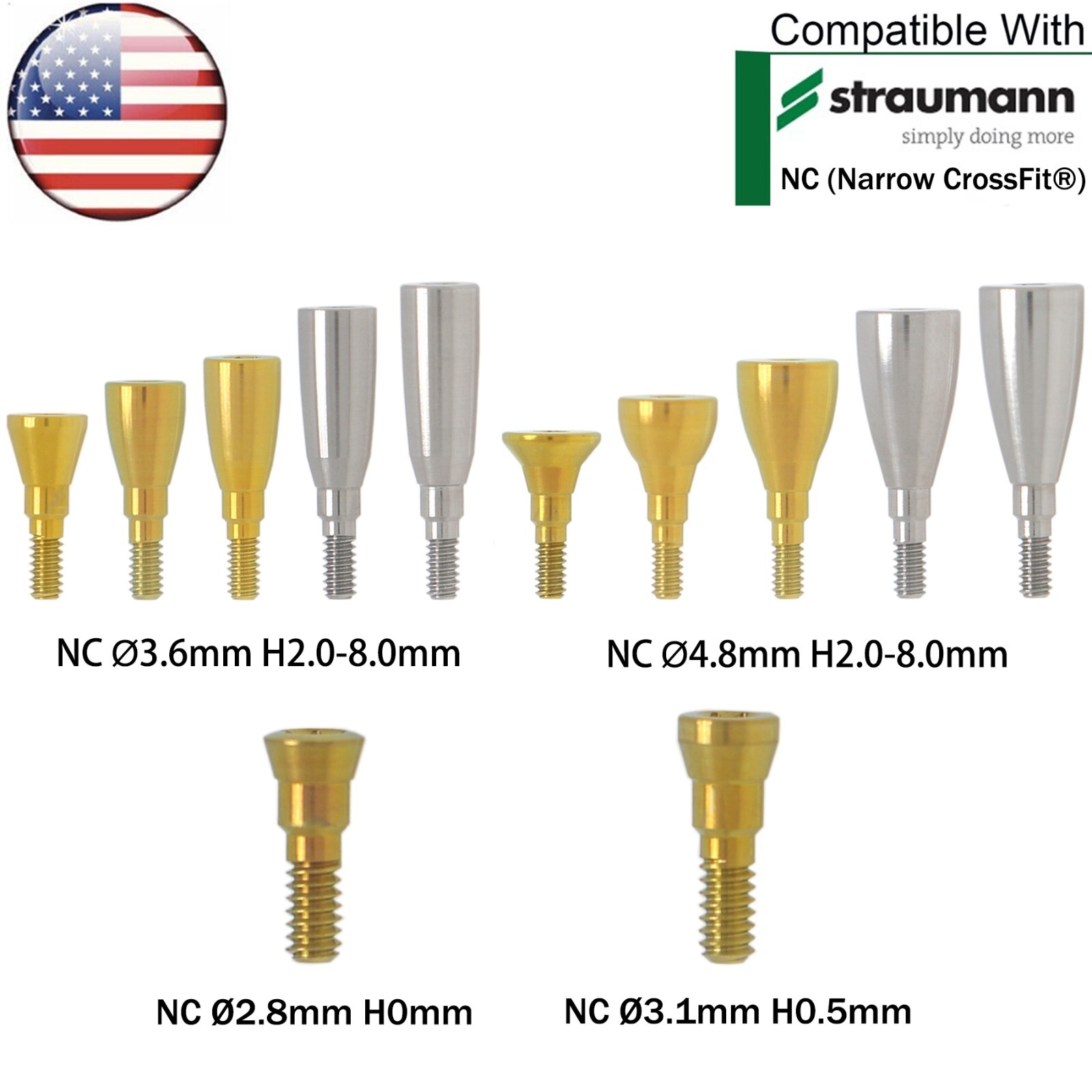 US Dental Mini Healing Abutment NC Healing Closure Cap Fit Straumann ITI BL/BLT