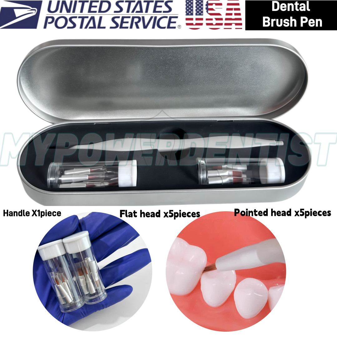 1Box Dental Resin Brush Pen Mini Micro Replaceable Brushes Head Straight/Curved