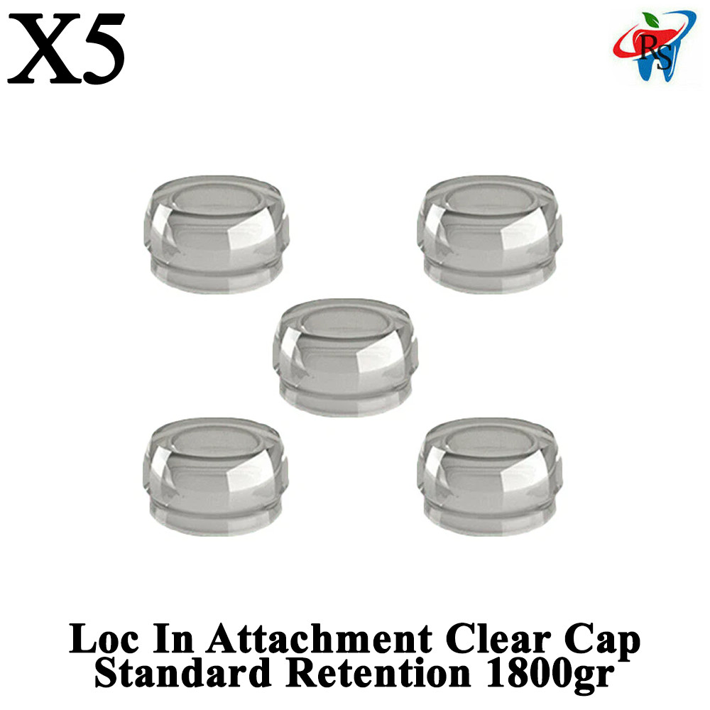 5pcs Dental Clear Silicone Caps Standard Retention 1800gr For Loc In Attachment