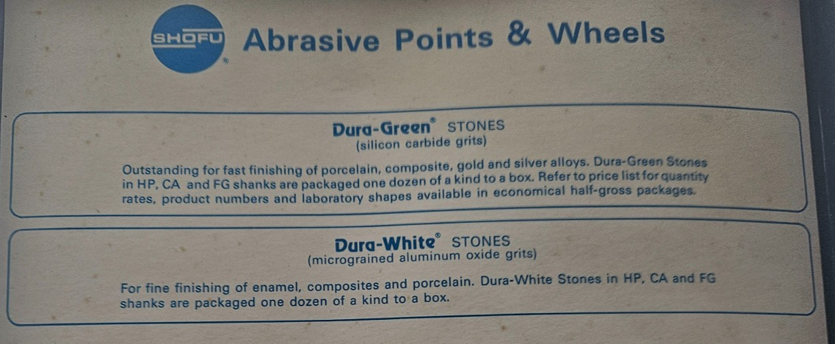 Shofu ( Dura White) FG Stones (High Speed) Silicon Finishing Stones 12/BX