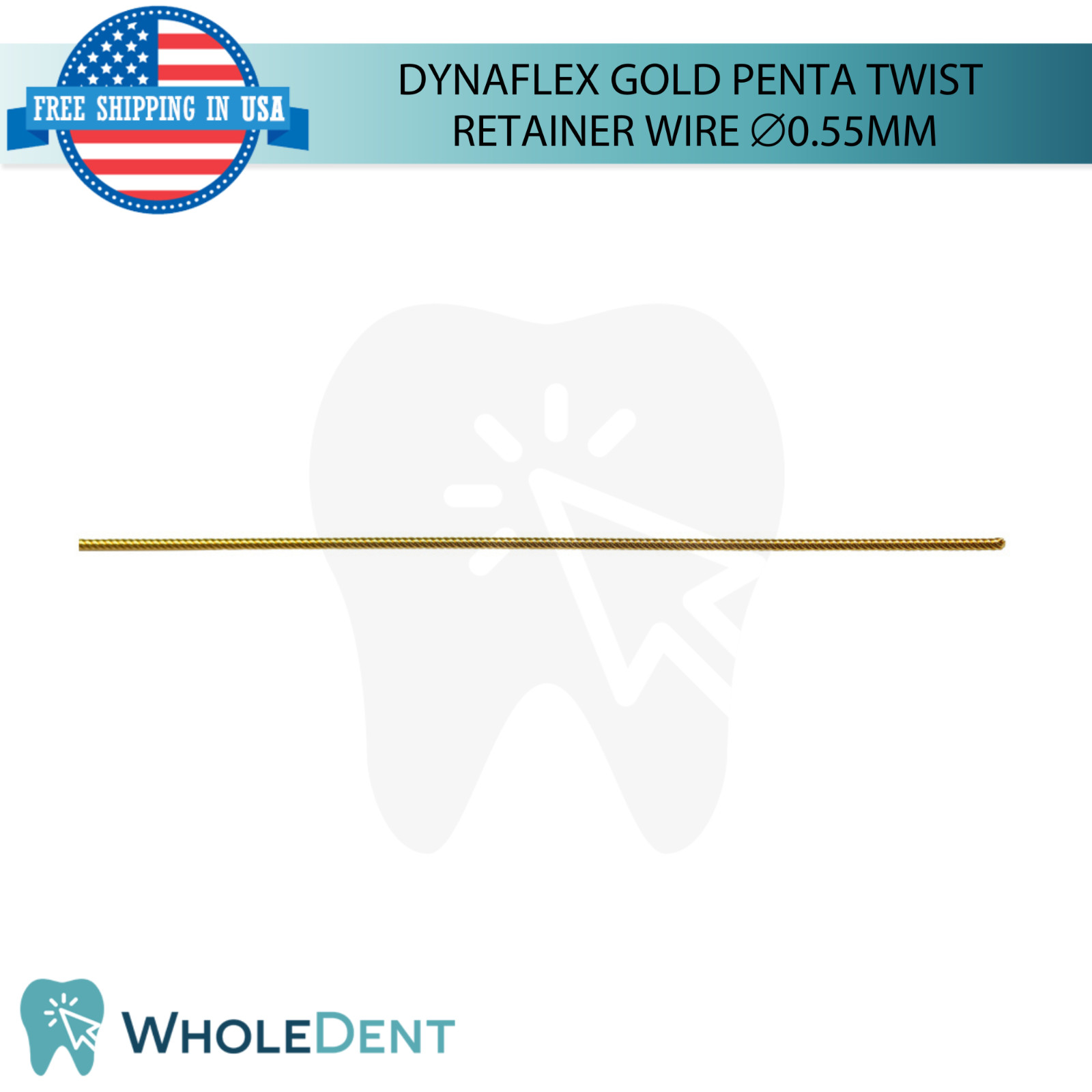 Orthodontic Dental Gold Penta Twist 5 Strands Retainer Wire ⌀0.55mm Retention