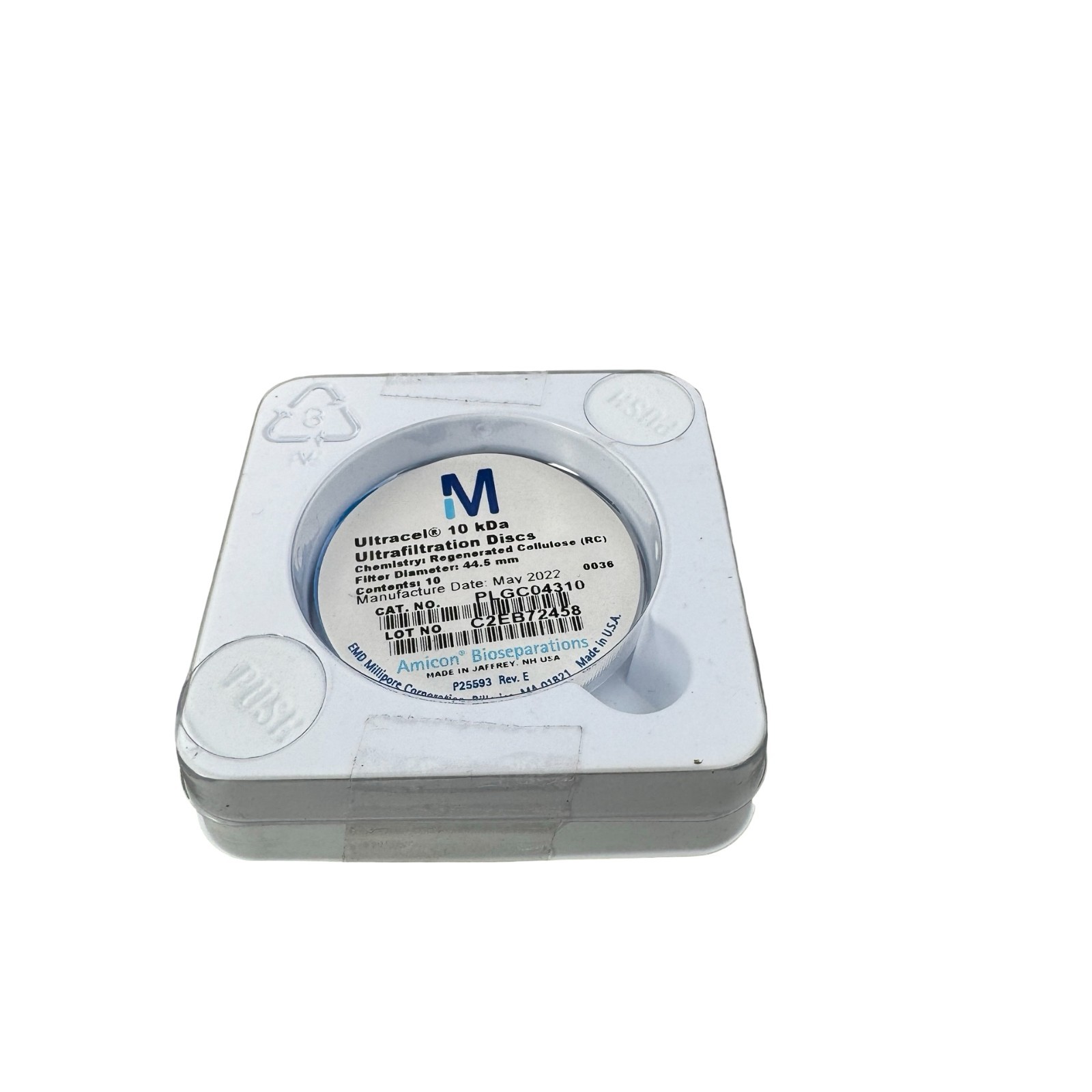 Millipore PLGC04310 Ultracel 10kDa Ultrafiltration Discs 44.5mm