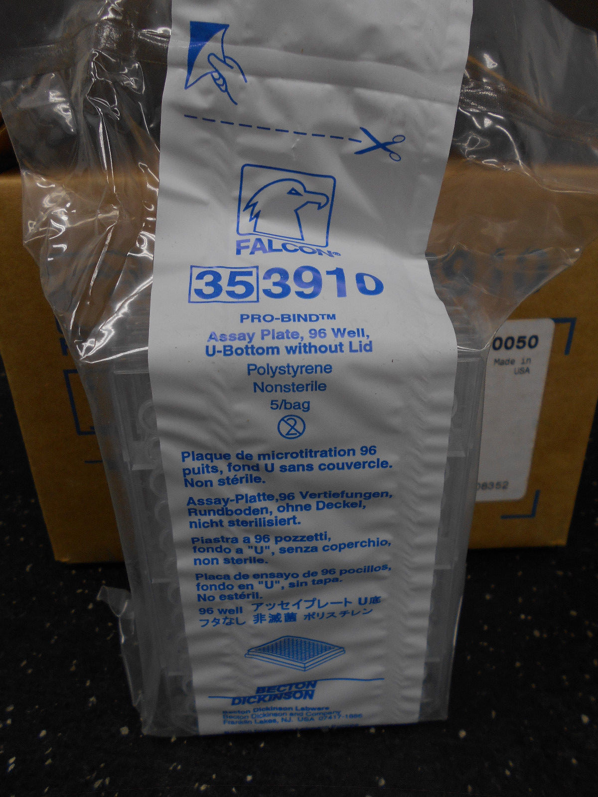 BECTON DICKINSON FALCON 353910 PRO BIND 96-WELL ASSAY PLATE U-BOTTOM NO LID 45/B