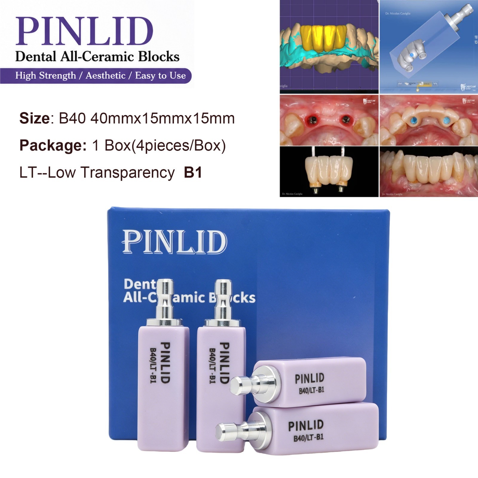 LT Dental Emax Glass Ceramic CAD CAM Blocks Lithium Disilicate CEREC 4pc/box