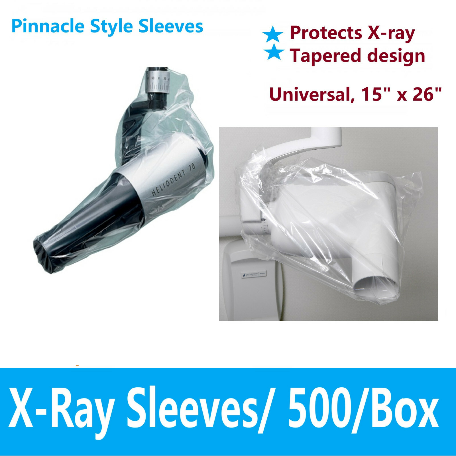 Dental X-Ray Camera Sleeves Plastic Cover Pinnacle Type 15″ x 26″, 500/Box #3900