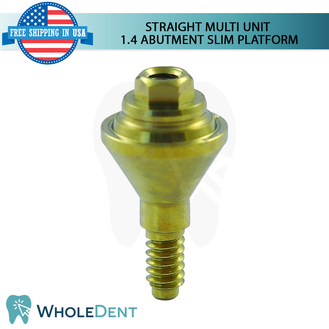 1X Straight Slim Multi Unit 1.4mm Abutment Attachment Int Hex 2.0mm Dental