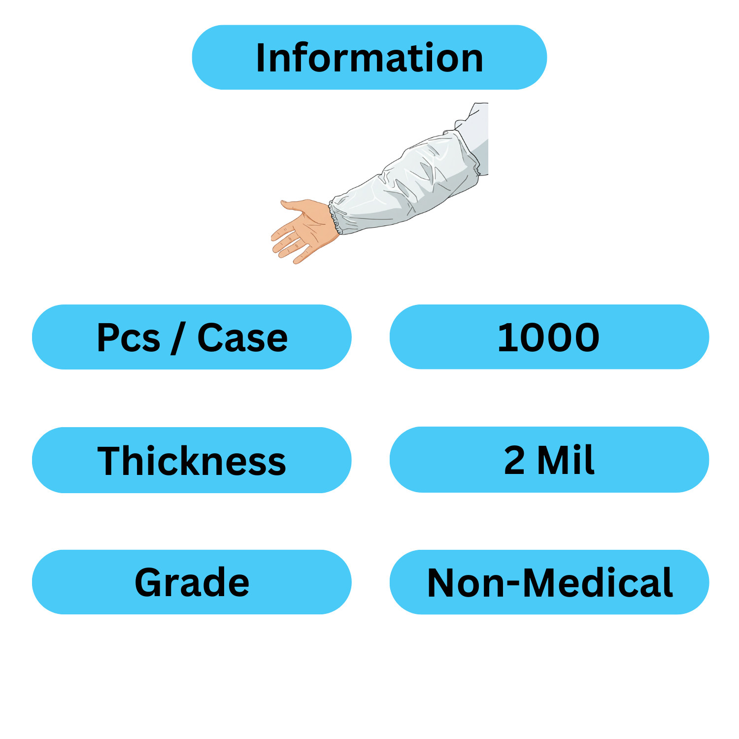 1000-2000 Disposable Polyethylene Oversleeves 18″ Arm Sleeves Protective Covers