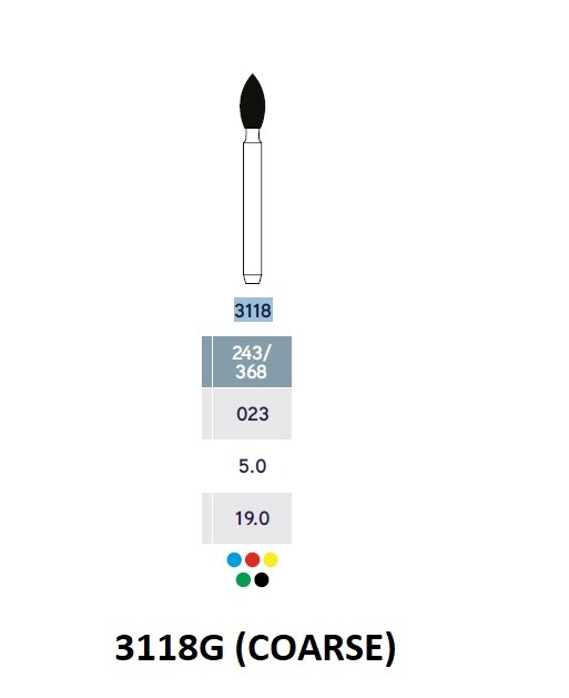 MICRODONT CROWN PREPARATION 3118G (COARSE) FG diamond burs 10/pk Made in Brazil