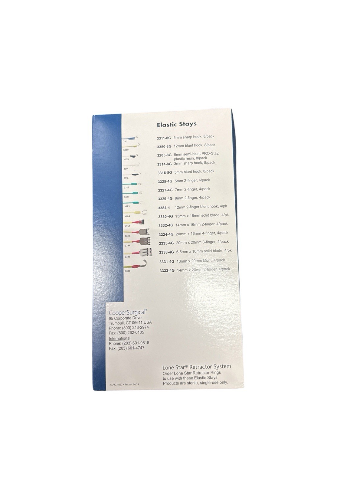 *8-Piece* Cooper Surgical Lone Star Elastic Stays 5mm Sharp Hook Sterile 3311-8G