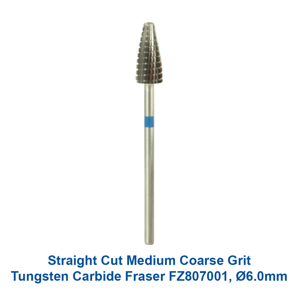 Dental Lab Straight Cut Medium Coarse Grit Tungsten Carbide Fraser FZ807001 Ø6.0