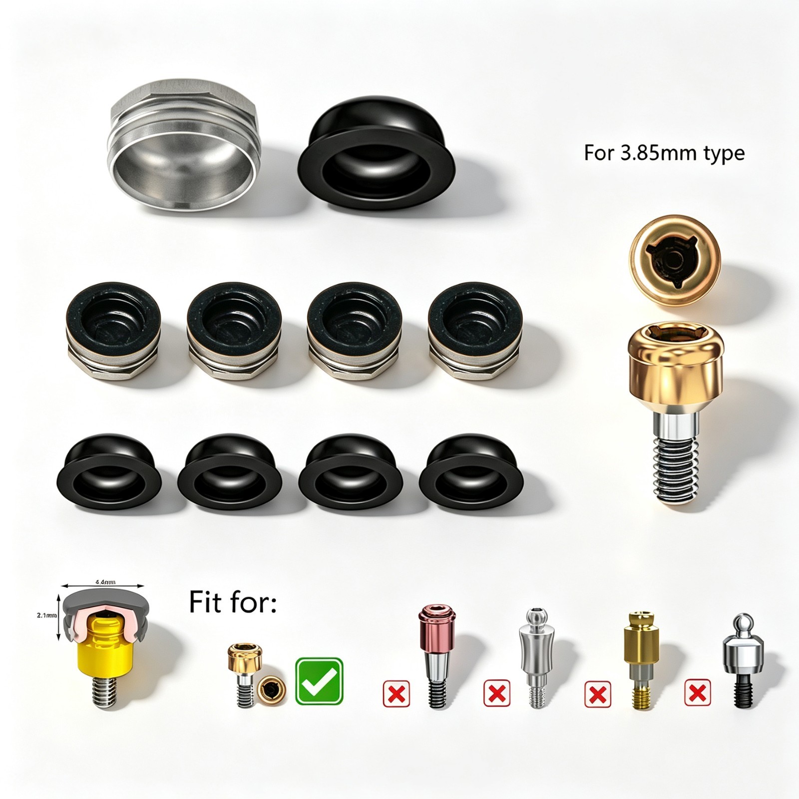 Zest Locator Dental Replacement Metal Housing &Black Lab Processing Cap Assembly