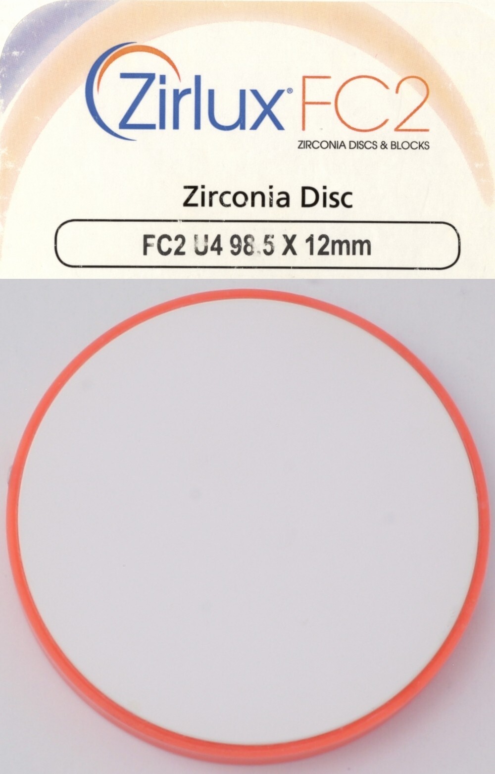 Scratched Zirlux FC2 Zirconia Disc Blank U4 98.5×12 mm 1.2201 Enlargement Factor