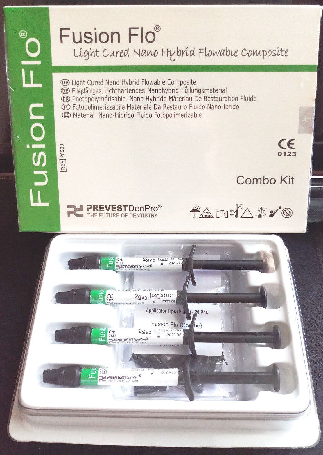 3 Packs of FUSION FLO Light Cured Nano Hybrid Flowable Composite 4 x 2gm Pack
