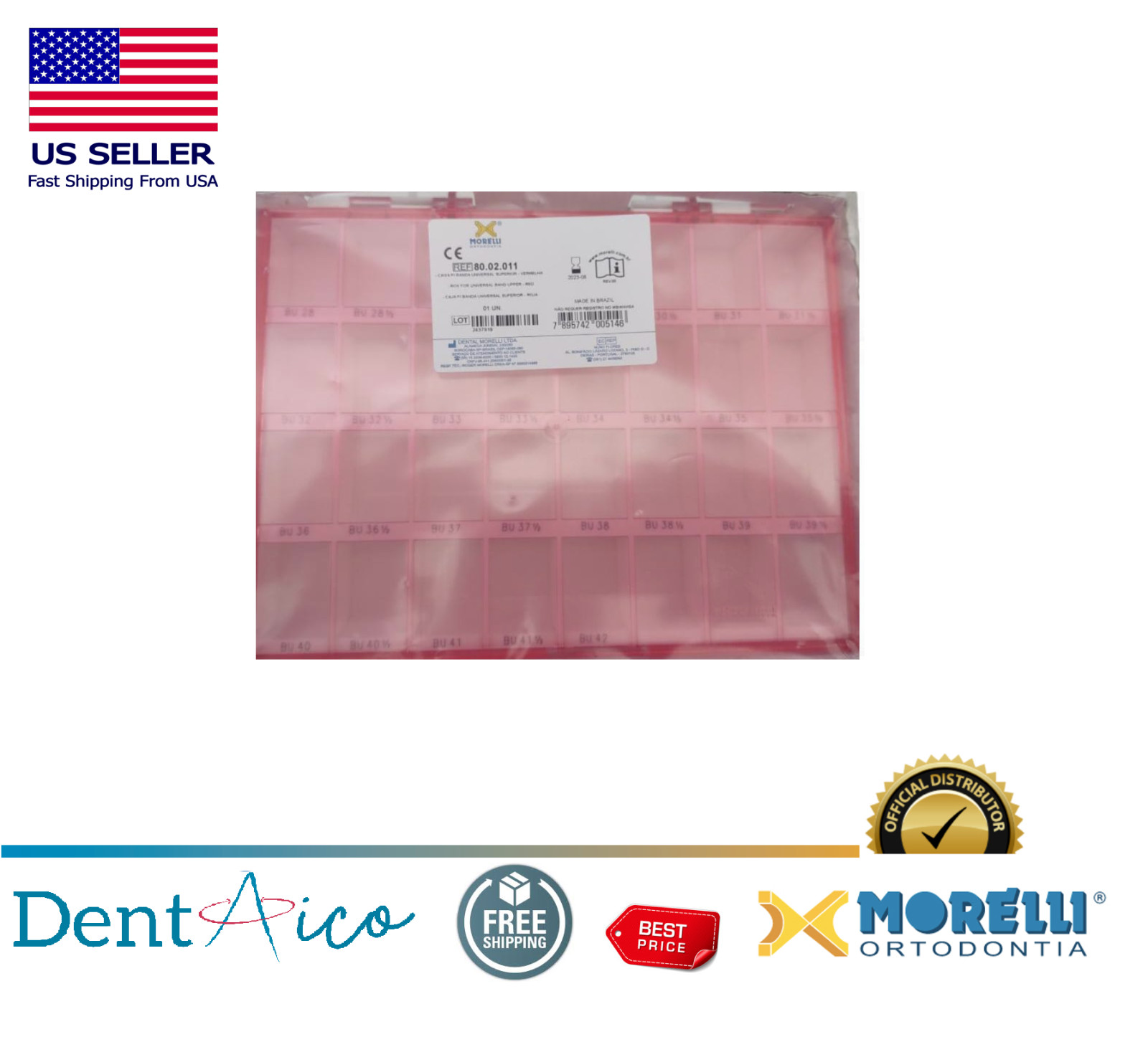 Box for orthodontics bands Universal upper R/L red Orthodontic product Supply