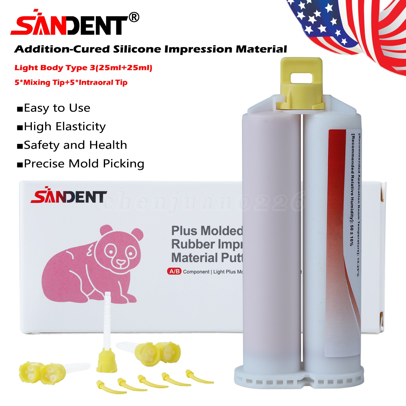 4 X 50ML Dental Impression Material FAST Set Unflavored Cartridges