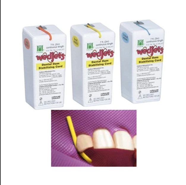 Wedjets Dental Dam Stabilizing Cord – Latex, Small, Yellow – 7ft Dispenser