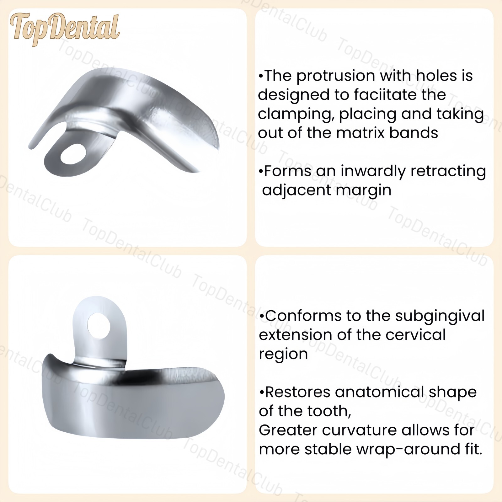 4 Size Dental Matrix Bands Titanium Sectional Contoured Clamp Rings Matrices