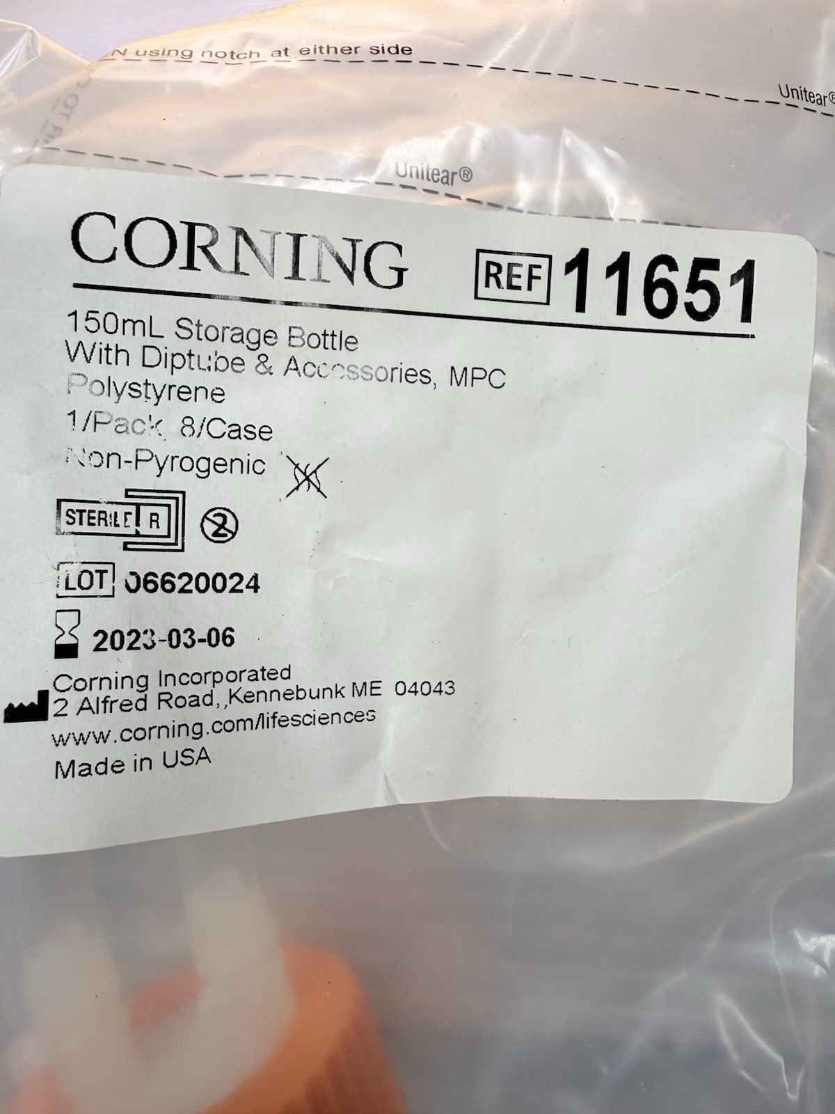 1 Corning 11651 150 mL Easy Grip Polystyrene Storage Bottles diptube Midisar BV