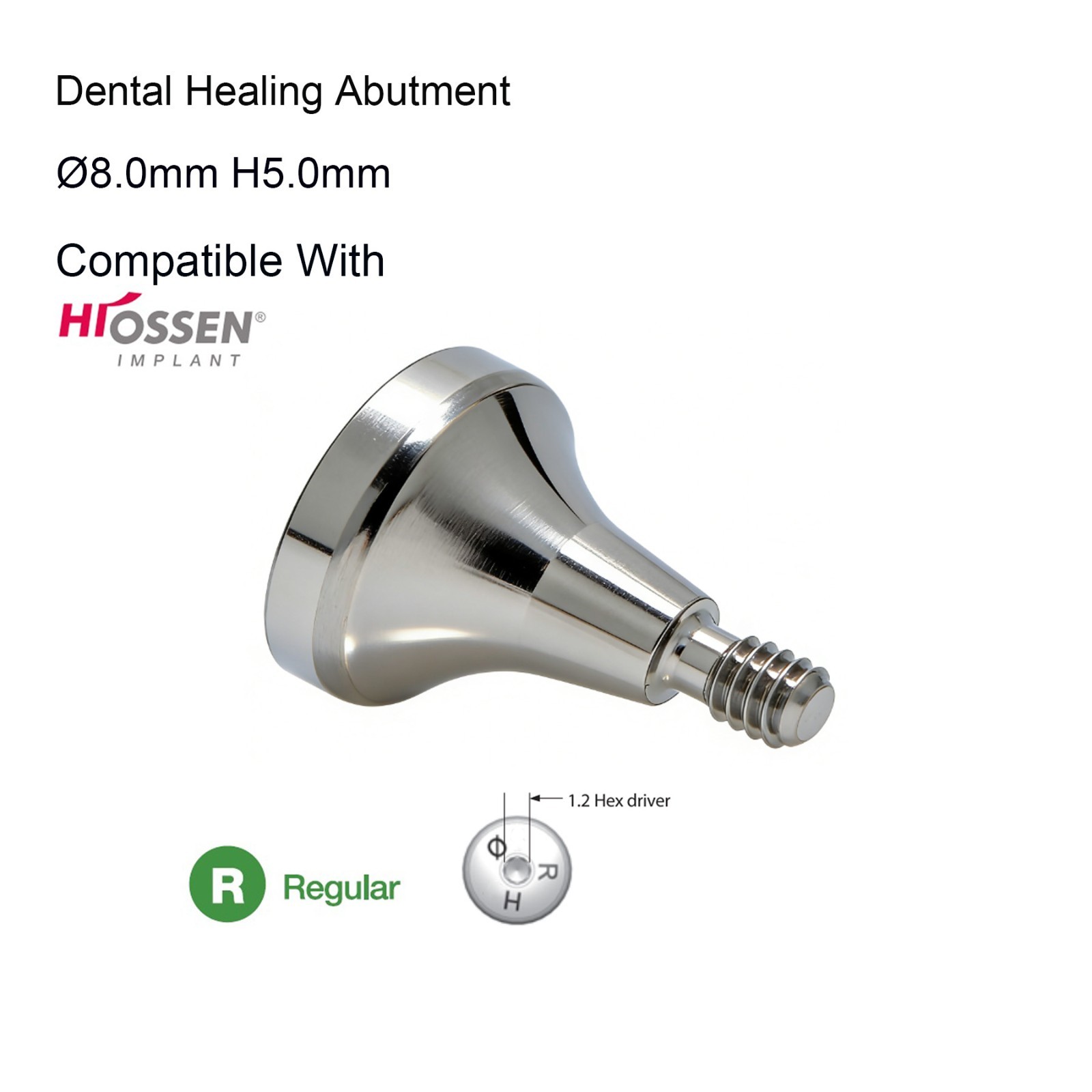Dental Healing Cap Abutment Regular Platform Compatible Hiossen ET Conical 5.0mm